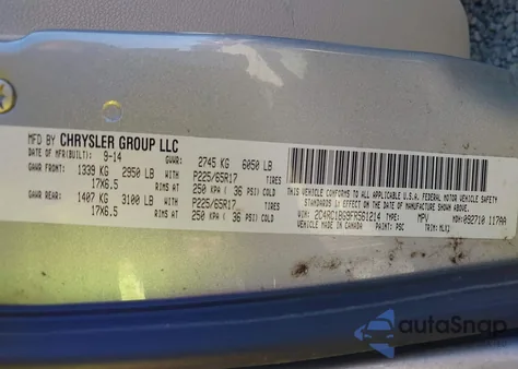 2015 Chrysler Town & Country Touring из США, поврежденный, VIN 2C4RC1BG9FR561214